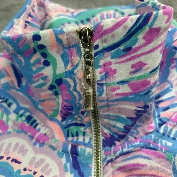 Lilly Pulitzer Jacket Womens XXS Leona Zip Up Happy As A Clam UPF 50+ Geometric - Picture 6 of 11